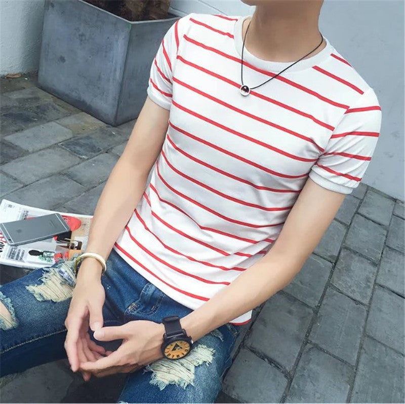 Japanese summer men's striped t-shirt