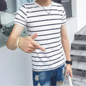 Japanese summer men's striped t-shirt