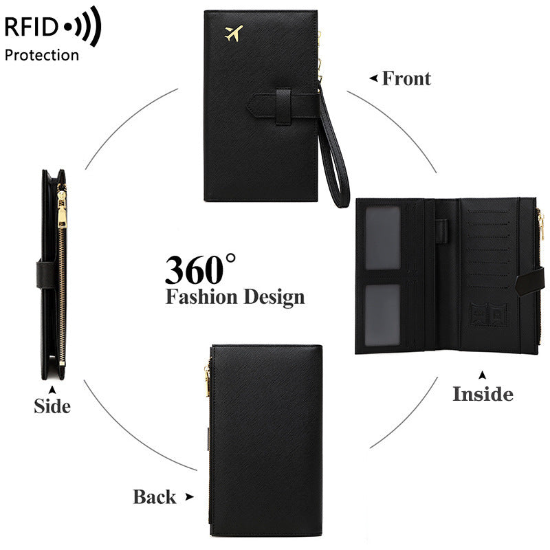 RFID Anti-magnetic Passport Holder Multifunctional Long Ladies Wallet