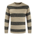 Round Neck Color Block Knitted Striped Sweater