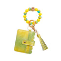 New Luminous Silicone Beads Wrist Keychain Handmade Beaded Leather Polyurethane Card Holder Key Ring