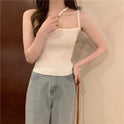 Women's Summer Outer Wear Slant Shoulder Knitted Bottoming Vest