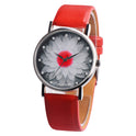 Water hibiscus lotus pattern leather female watch