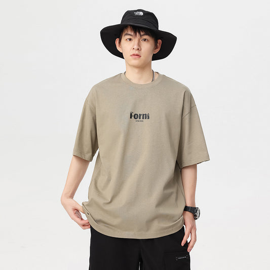 Men's Heavy Cotton Crew Neck Casual Half Sleeve Shirt