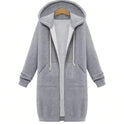 Hooded long-sleeved winter sweater women's jacket in a long thick shirt