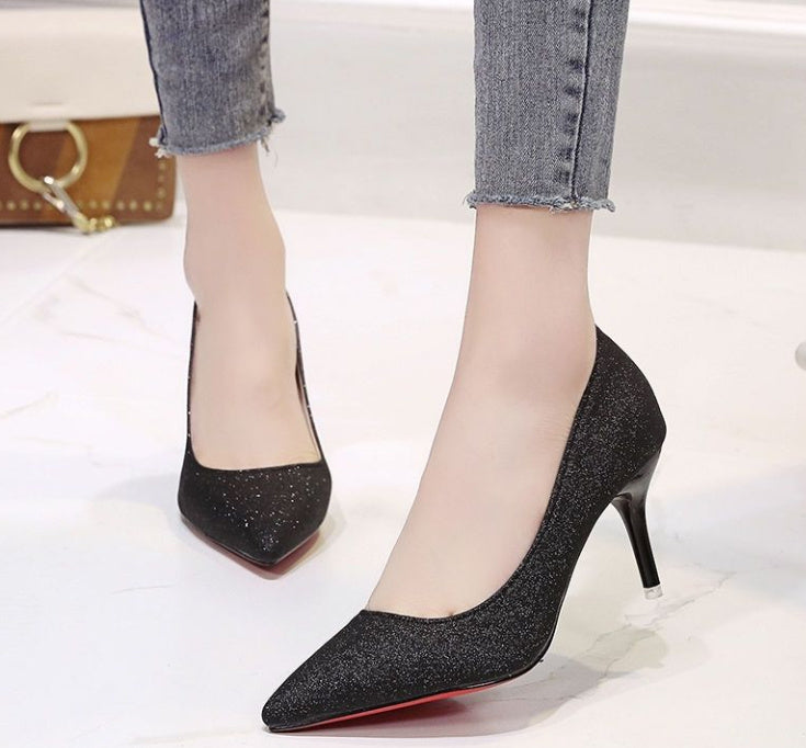 Silver Heels For Women And Black Sexy Everything French Mesh Red Sequins