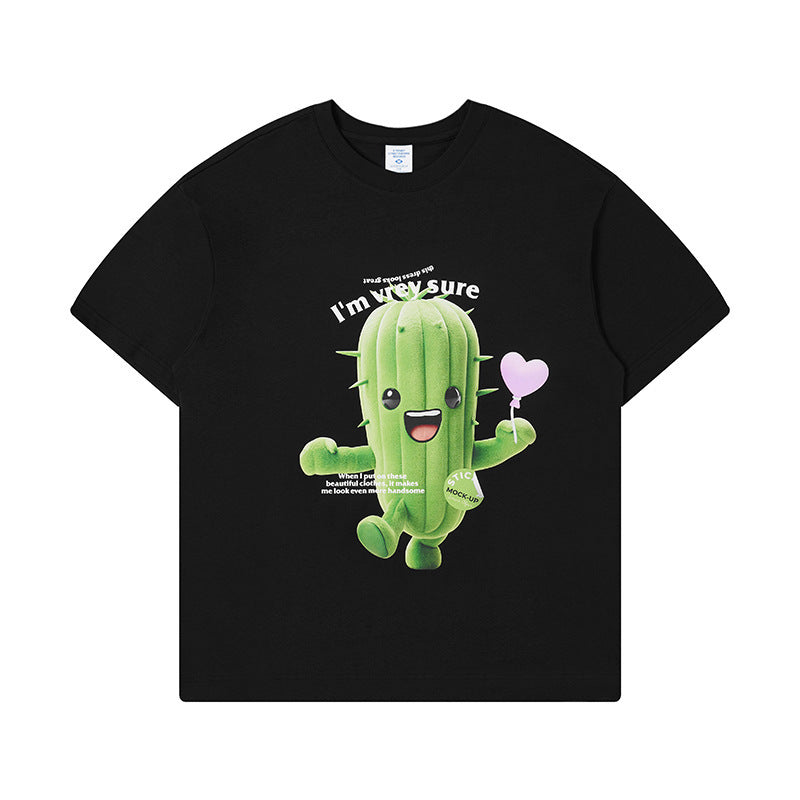 Men's Cartoon Cactus Printed T-shirt