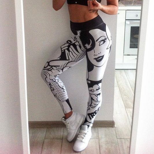 Europe and the United States Amazon explosion digital LOVE printing hip elastic yoga leggings