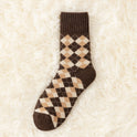 Winter Socks With Snow Boots Women's Mid Tube Stockings Diamond Lattice