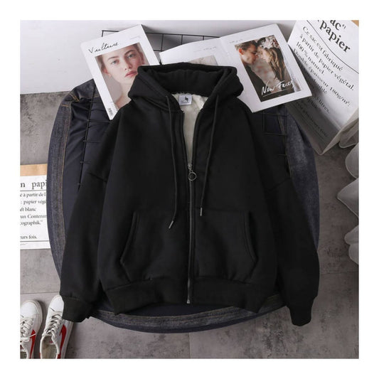 Student versatile loose hooded zipper cardigan sweater