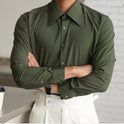 Long Sleeve Business Casual Large Pointed Collar Slim Fit Inner Wear Shirt Men