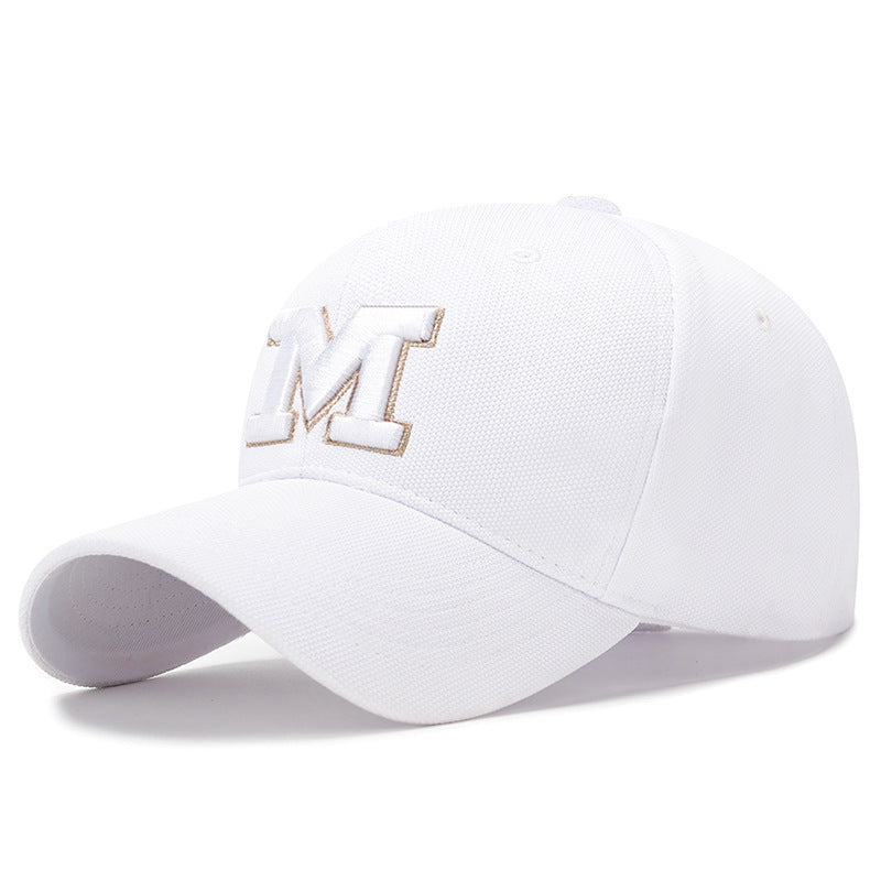 Four Seasons M Letter Embroidered Peaked Cap