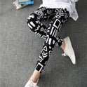 Spring Graffiti Milk Silk Ink Painting Elastic Leggings Wholesale