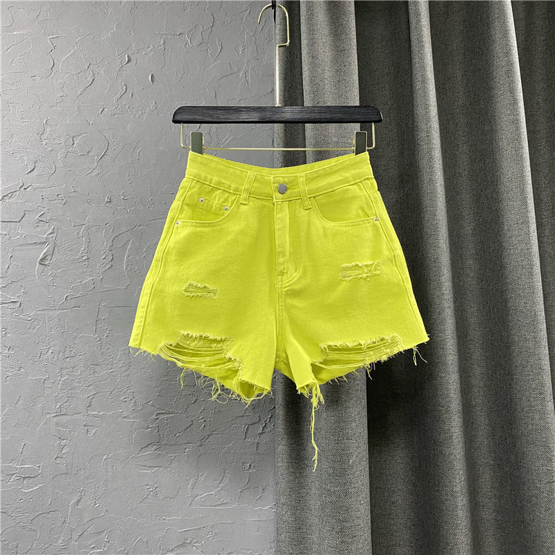 Ripped Denim Shorts Women's Fashion High Waist Loose Hot Pants