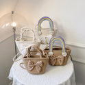 New Rainbow Portable Solid Color Handbag