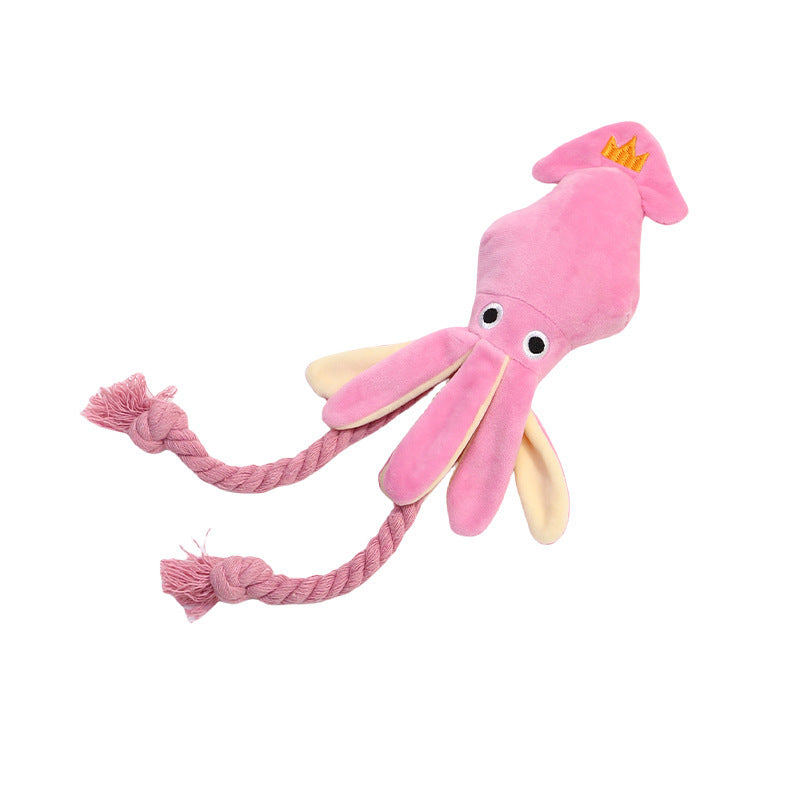 Cute Squid Small Dog Toy Sound BB Plush Pet Puppy Rope Toys Chew Squeak Toys For Cat