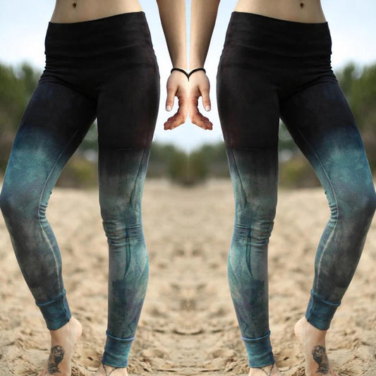 Tie-dye printed sports yoga pants