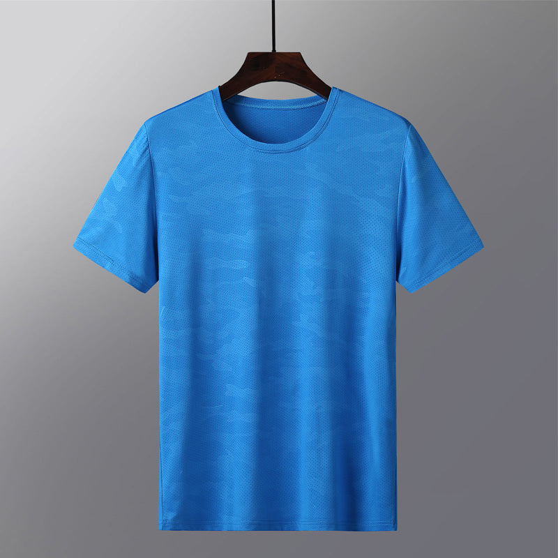 Outdoor Quick-drying Men's Round Neck Stretch Ice Silk Breathable Short Sleeves