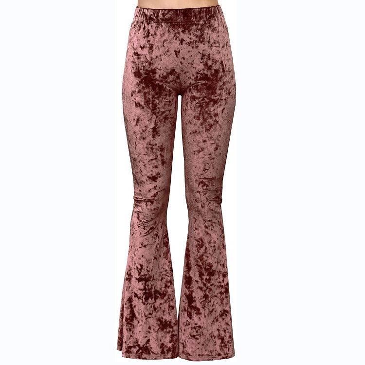 High Waist Stretch Print Blooming Bell-bottom Pants Casual