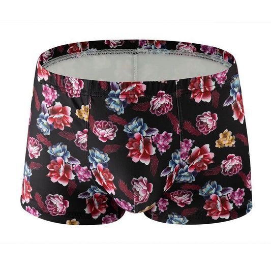 Printed Milk Silk Comfortable Breathable Multi-color Rose Boxers