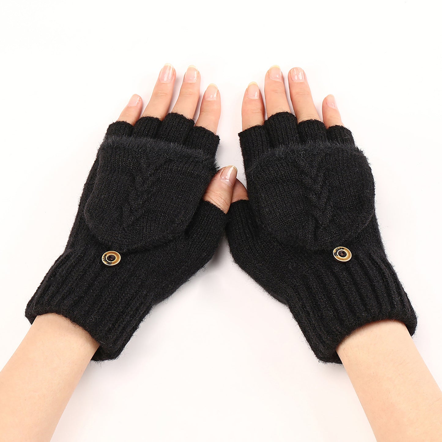 Wool Fingerless Gloves Women's Warm Fashionable Knitted Half Finger Oversleeves