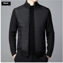 Men's Stand Collar Stitching Velvet Padded Sweater Knitwear Coat