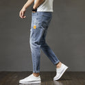 Men's Ripped Denim Slim-fitting Ankle Length Trousers Pants