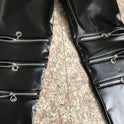 High-elastic Knee Three Zipper  Leather Nine Points Leggings