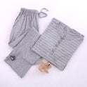 Knitted striped men's and women's couple pajamas