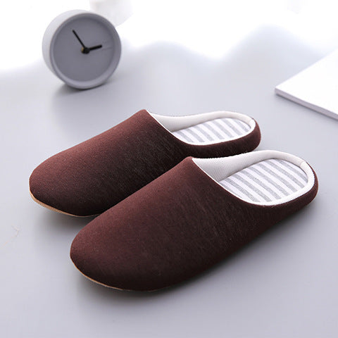 Quiet deerskin flannel soft wood stripe floor slippers