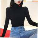 Women's Love Embroidered Turtleneck Sweater Pullover