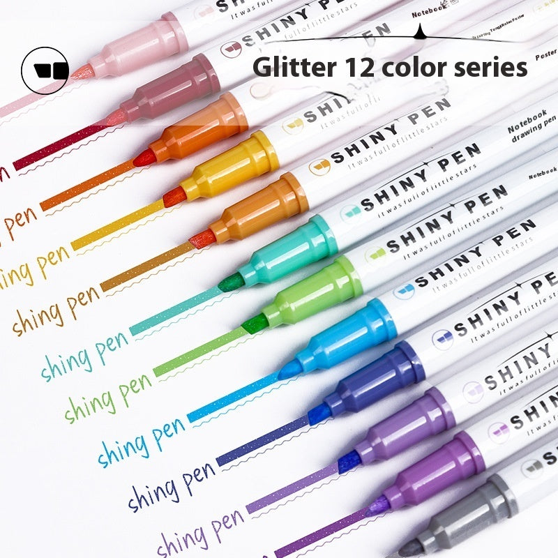 Glitter Fluorescent Pen Star River Hand Account Good-looking Stroke Key Class Notes Mark Color Pencil