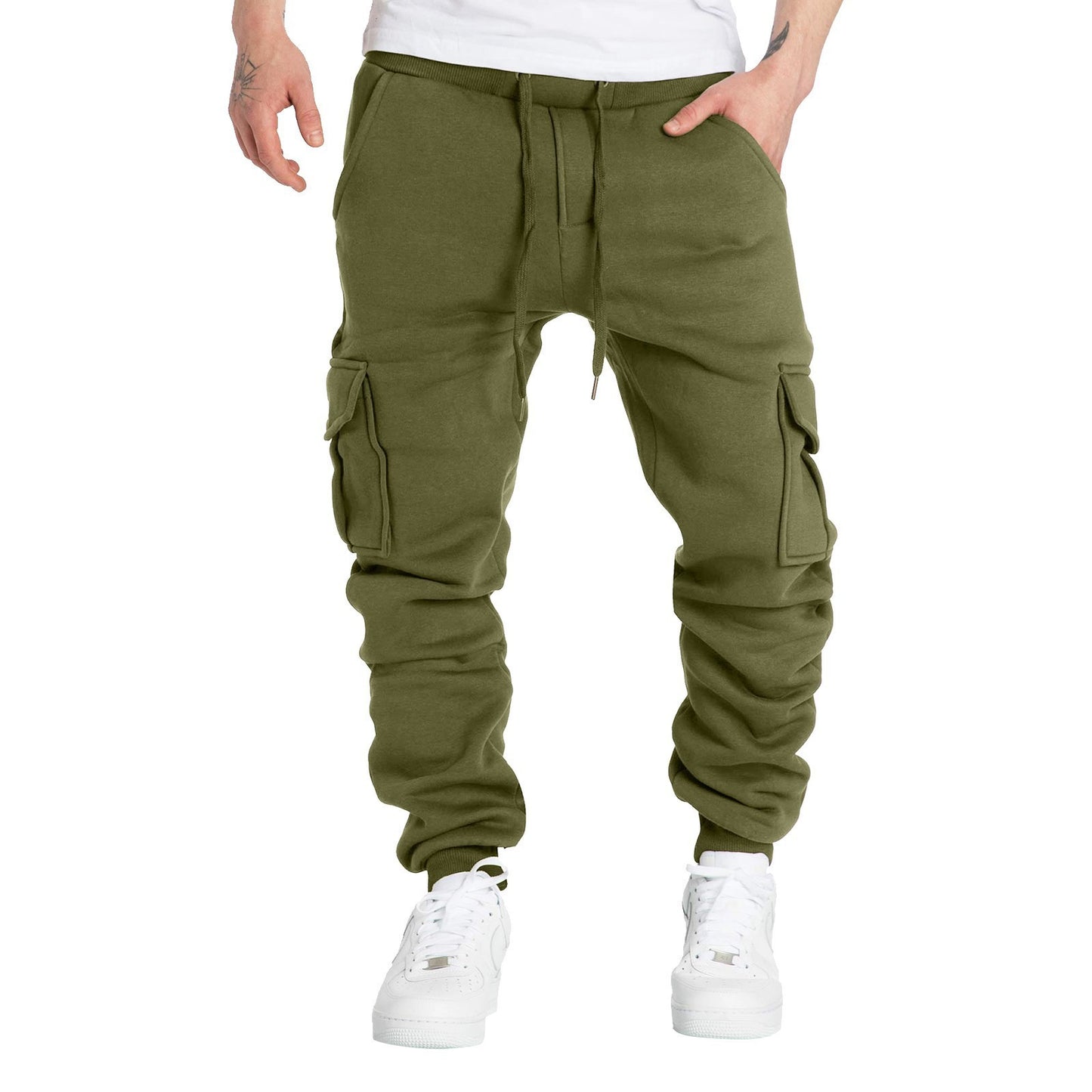 Men's Autumn And Winter Pocket Training Sports Pants Fleece Pants