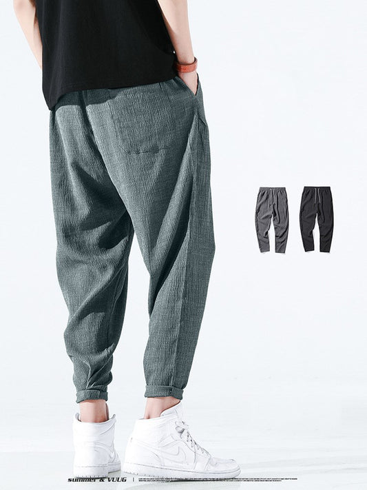 Linen loose casual knitted cropped quick-drying trousers