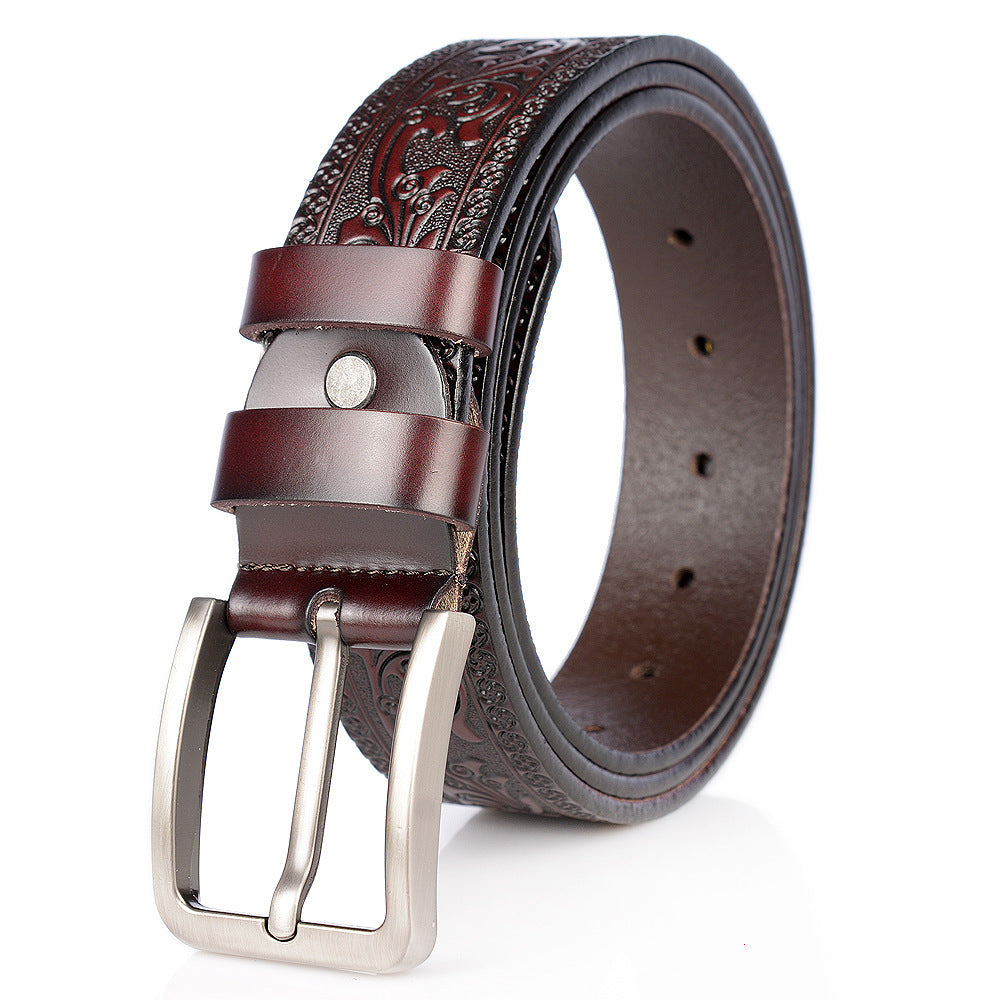 Carved Craft Men's Belt Fashion Cattlehide Leather Pant Belt