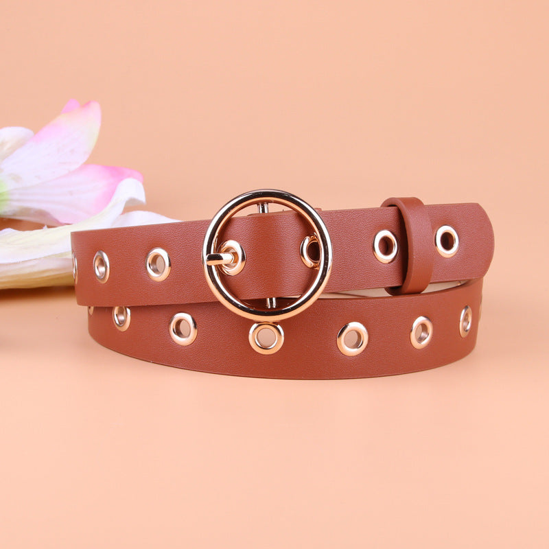 Round buckle ladies eye belt