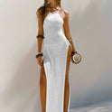 Double-sided High Slit Sling Beautiful Back Knitted Dress