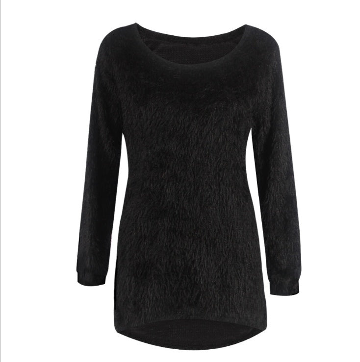 Solid color long-sleeved women's sweater tops Europe and the United States big plush