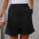 Summer Simplicity Casual Curling Solid Color High Waisted Shorts