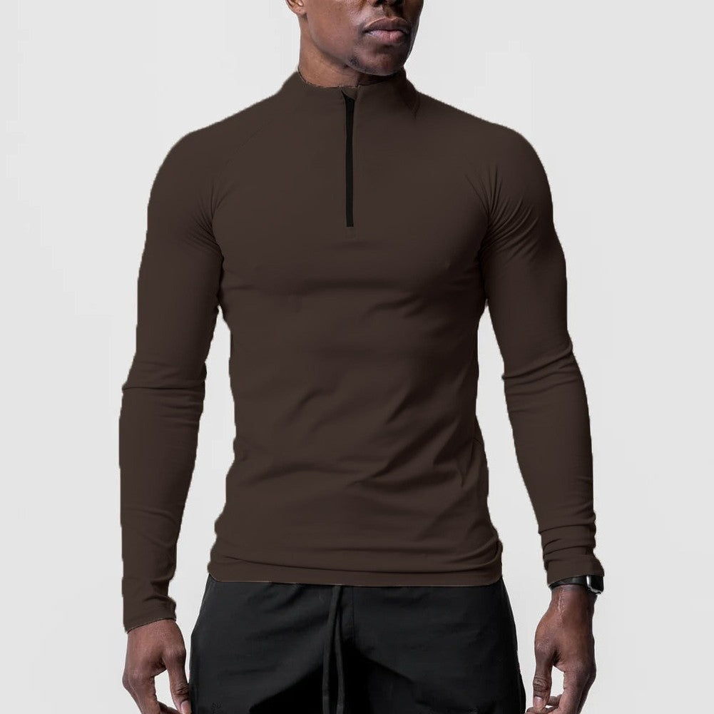 High Collar Half Zipper Training Long Sleeve T-shirt Running Top Fashion