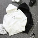 Love Embroidery Hooded Pullover Plus Fleece Sweater Fashion