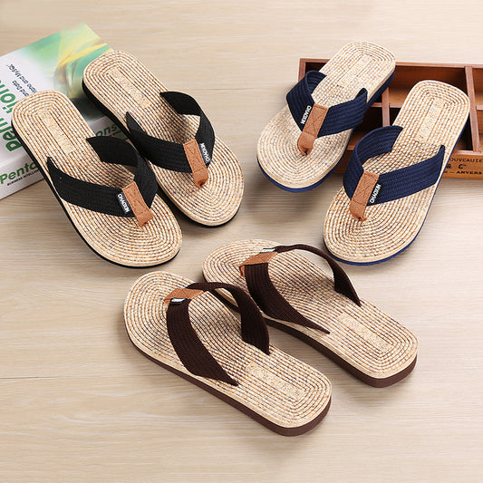 Beach's Clip-on Non-slip Personality Wood Grain Flip-flops