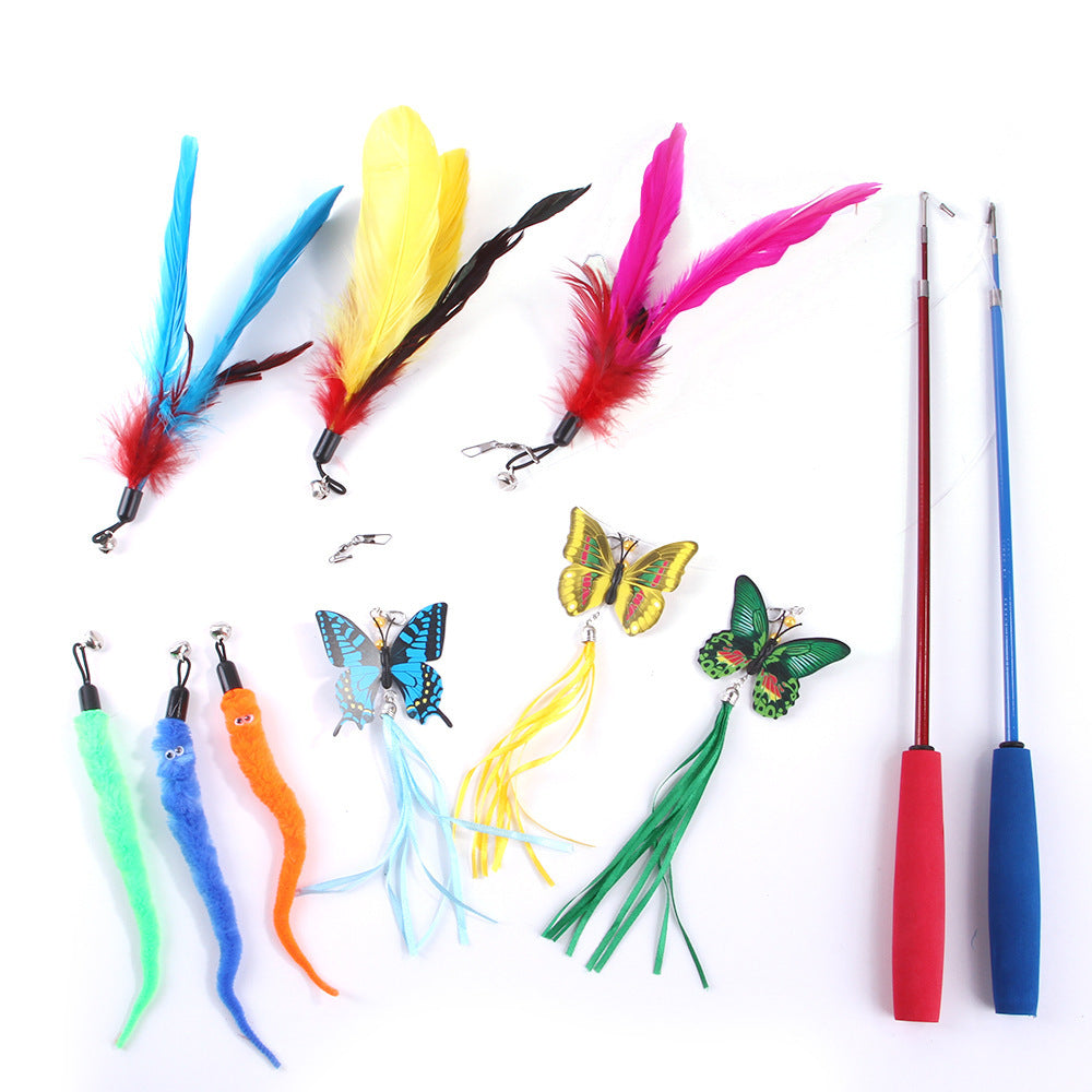 Fishing Rod Cat Teaser Butterfly Combination Pet Toy Set