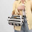 Outdoor Fashion Canvas Large Capacity Striped One-shoulder Storage Handbag