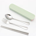 Portable stainless steel tableware tableware box three sets of chopsticks spoon suit Student Travel Gift Set