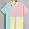 Summer Men's Fashion Color Contrast Polo Shirt