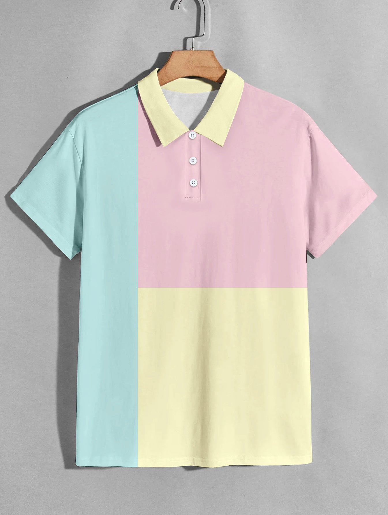 Summer Men's Fashion Color Contrast Polo Shirt