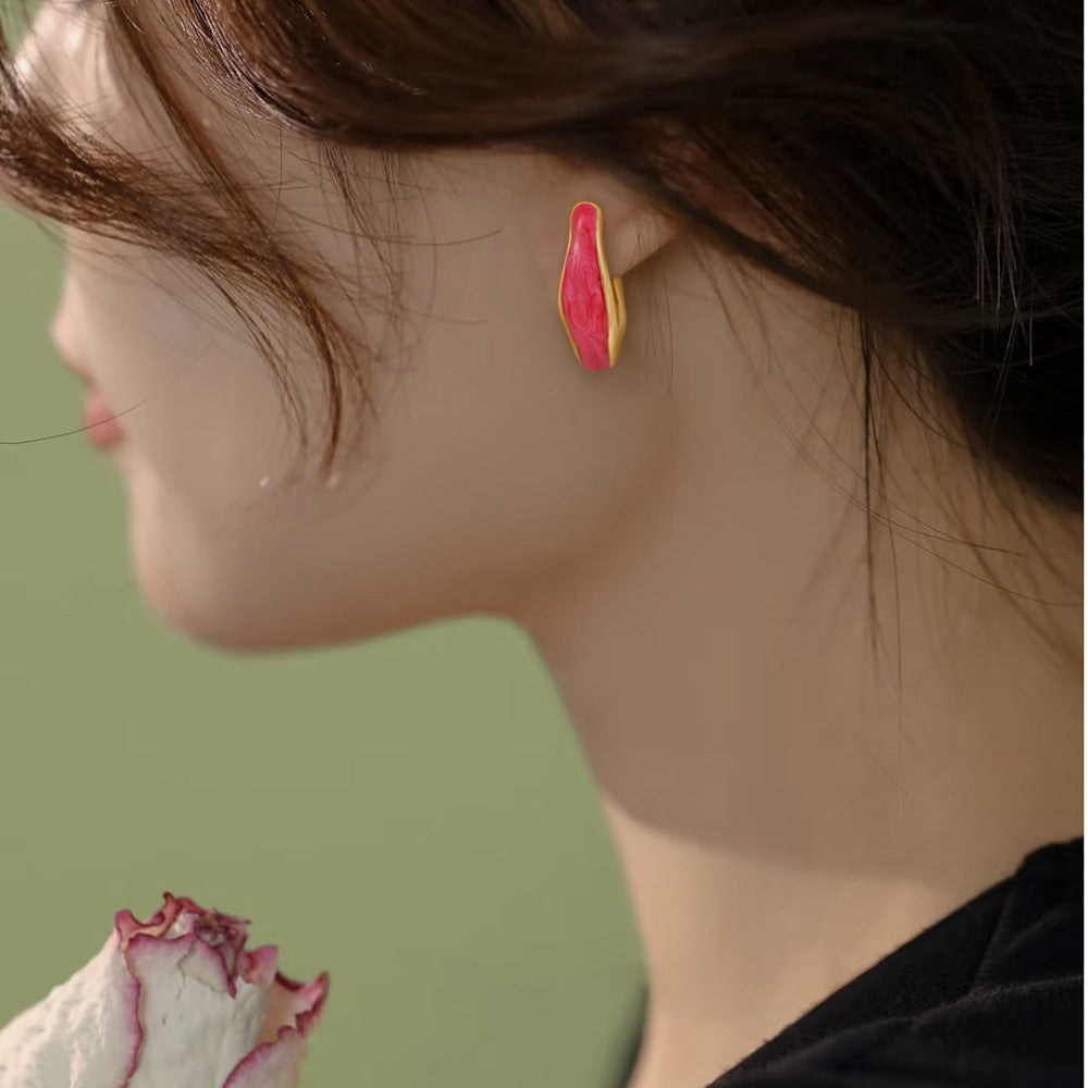 Fashion Stainless Steel Hook Enamel Earrings