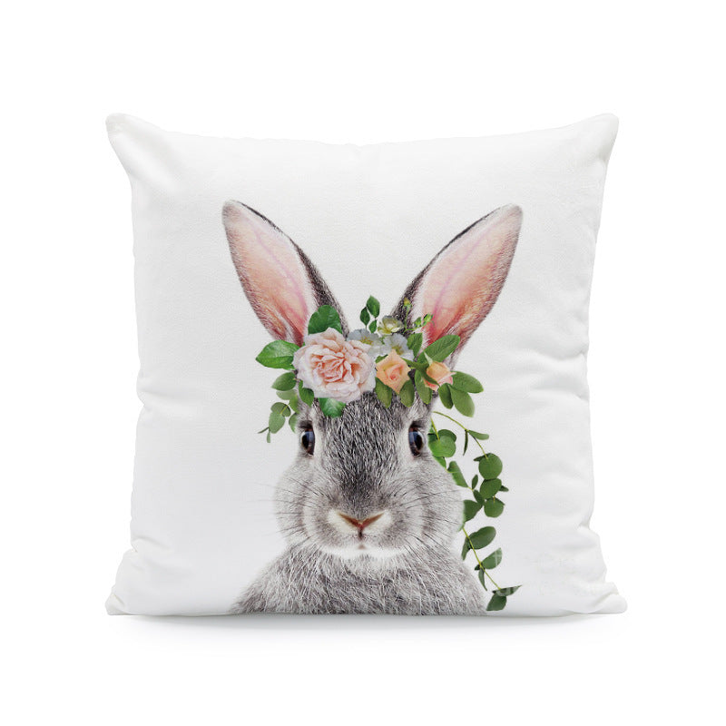 Easter Cartoon Rabbit Print Pillow Cover