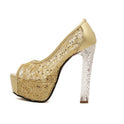 Crystal Peep Toe Mesh Hollow High Heels